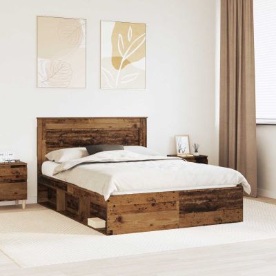 vidaXL Rám postele Staré drevo 150 x 200 cm Masívne borovicové drevo