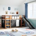 vidaXL Detská vyvýšená posteľ závesy bielo-čierna 90x200 cm borovica