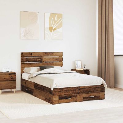 vidaXL Rám postele Staré drevo 135 x 190 cm Kompozitné drevo