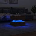 vidaXL Konferenčný stolík s LED svetlami hnedý dub 50x50x40 cm