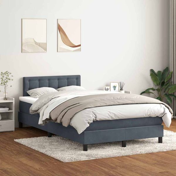 vidaXL Posteľný rám boxspring s matracom tmavosivý 120x210 cm zamat