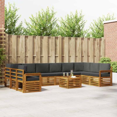 vidaXL Záhradná súprava gaučov 11 ks Prírodná a antracitová
