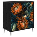 vidaXL Příborník LOCHEM Oranžový vzor 66 x 36,5 x 76 cm Čierny dub