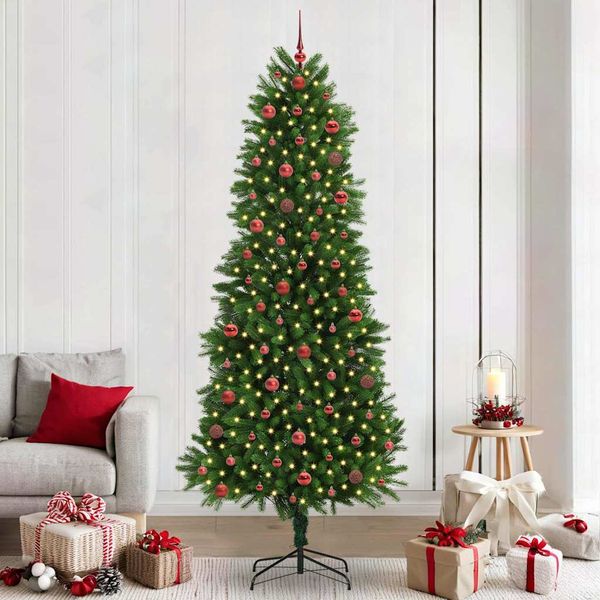 vidaXL Vianočný stromček s 300 LED-i so stojanom Zelená 240 cm PE