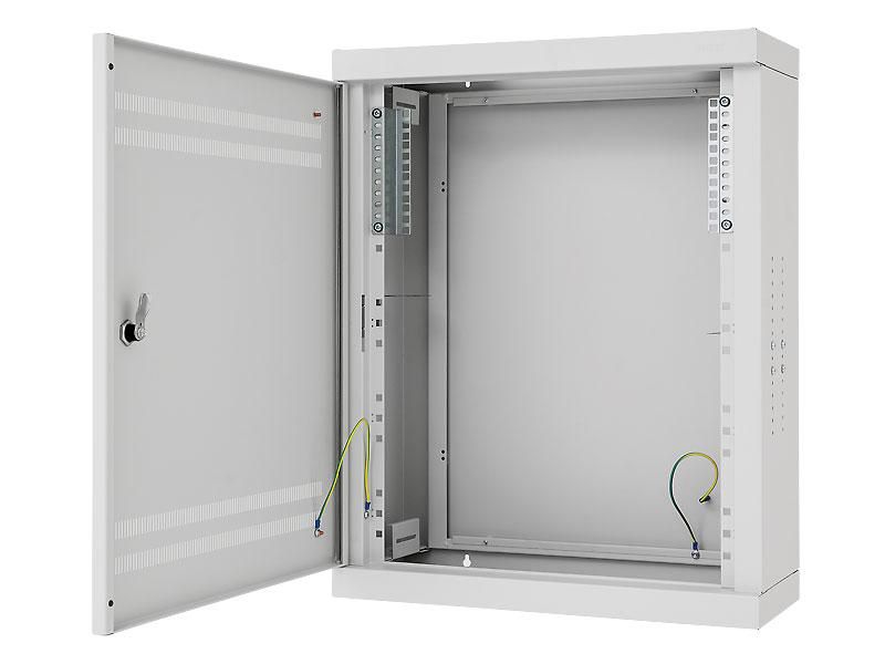 Rozvádzač hybridný 760x620x250 na stenu plechové dvere, zámok Doppelbart, RAL7035