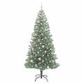 vidaXL Umelý vianočný stromček, snehom obalený, s LED svetlom 210 cm