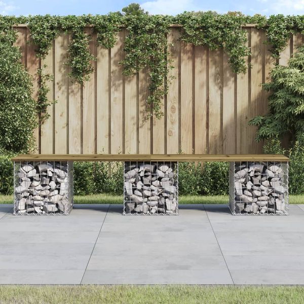 vidaXL Záhradná lavička gabiónový dizajn 203x44x42 cm impreg. borovica