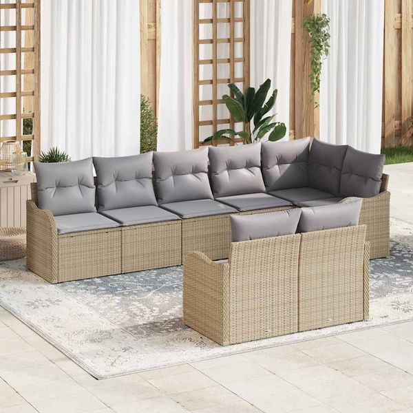 vidaXL Súprava záhradných pohoviek 8 pcs Beige a svetlo šedá polyratan