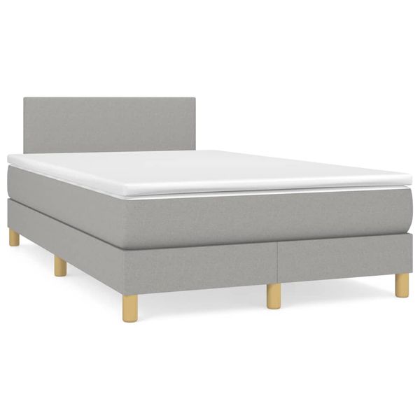 vidaXL Boxspring posteľ s matracom a LED, svetlosivá 120x190 cm, látka