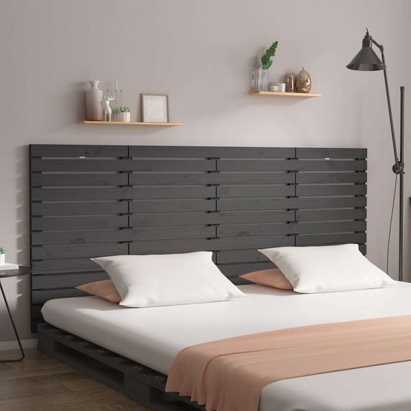 vidaXL Nástenné čelo postele sivé 156x3x91,5 cm masívna borovica