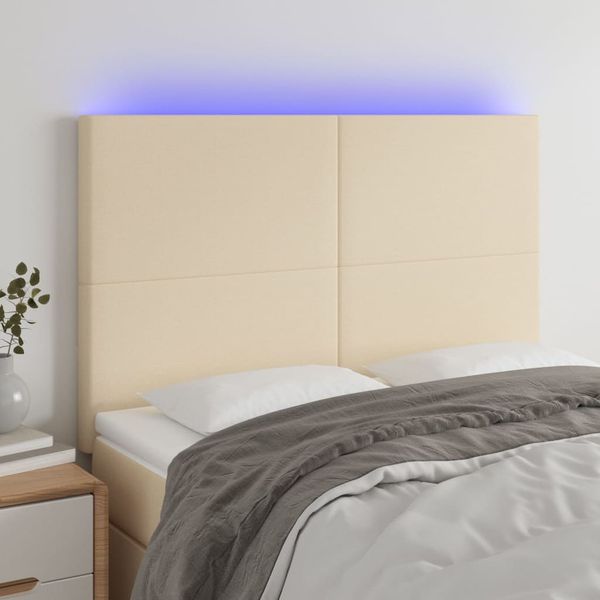 vidaXL Čelo postele krémové 144x5x118/128 cm látka
