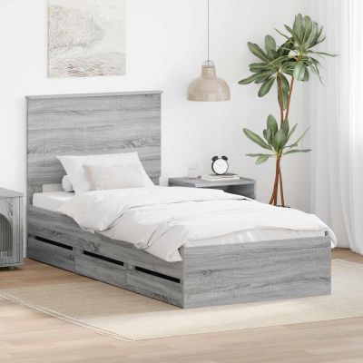 vidaXL Rám postele Sivý Sonoma 75 x 190 cm Inžinierske drevo