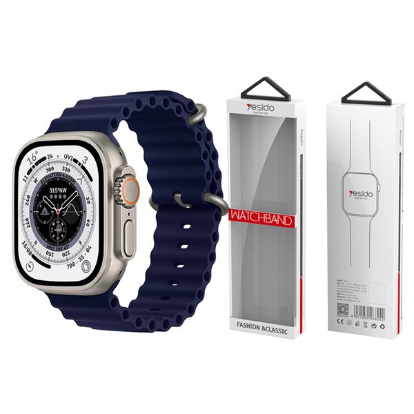 YESIDO WB21 SILICONE STRAP for APPLE WATCH 42/44/45 NAVY