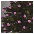 LED svetelný cherry reťazec – guličky 2,5 cm, 4 m, vonkajší aj vnútorný, ružová, časovač