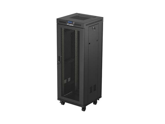 19'' Voľne stojúca racková skriňa 32U 600X600 čierna lcd s perforovanými dverami lanberg (ploché balenie)