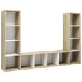 vidaXL TV skrinky 3 ks biele a dub sonoma 142,5x35x36,5 cm drevotrieska