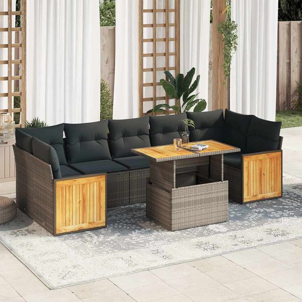 vidaXL 8-dielna záhradná súprava pohoviek s vankúšmi polyratan akácia