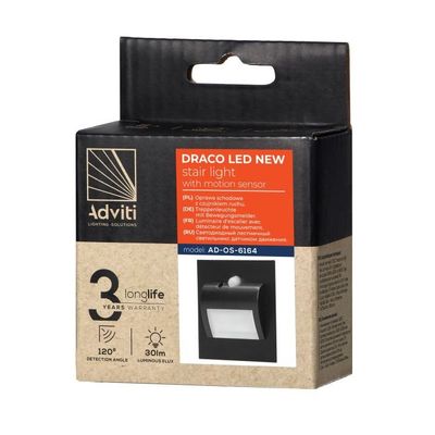 Vstavané schodiskové svietidlo ORNO DRACO AD-OS-6164LR3/B, 3000K, 30lm, čierna