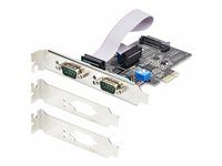 Startech 2-Port Serial PCIe Card, Dual-Port PCI Express to RS232/RS422/RS485 (DB9) Serial Card, Low-Profile Brackets Incl., 16C1050 UART, TAA-Compliant, Windows/Linux, TAA Compliant - Level-4 ESD Protection (2S232422485-PC-CARD) - Sériový adaptér - PCI Express x1 nízky profil - RS-232 x 2 - čierna - kompatibilný s TAA