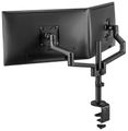 Neomounts DS60-425BL2 /Držák displeje/na stůl/17-27"/svorka+průchodka/3čepy/VESA 100X100/nosn.2x8kg/2 displeje/černý Držák, VESA, stolní, pro 2 ploché monitory, úhloprícka 17"–27", náklon 120°, otácení 180°, rotace 360°, nosnost 16kg, cerný