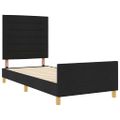 vidaXL Rám postele s čelnou doskou Čierna 90 x 200 cm látka