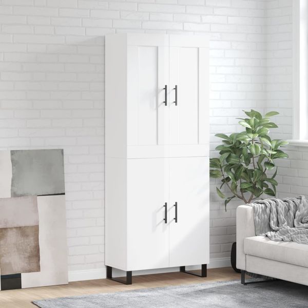 vidaXL Vysoká skrinka lesklá biela 69,5x34x180 cm spracované drevo