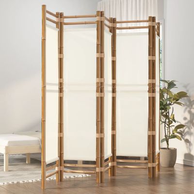 vidaXL Skladací 5-panelový paraván 200 cm bambus a plátno