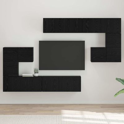 vidaXL TV jednotky Nástenný 4 pcs Čierny dub Kompozitné drevo