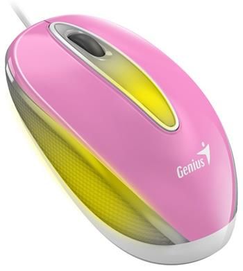 Genius DX-Mini / Myš, drôtová, optická, 1000DPI, 3 tlačidlá, USB, RGB LED, ružová