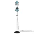 vidaXL Podlahová lampa 25 W šmuhovaná modrá 25x25x90/140 cm E27