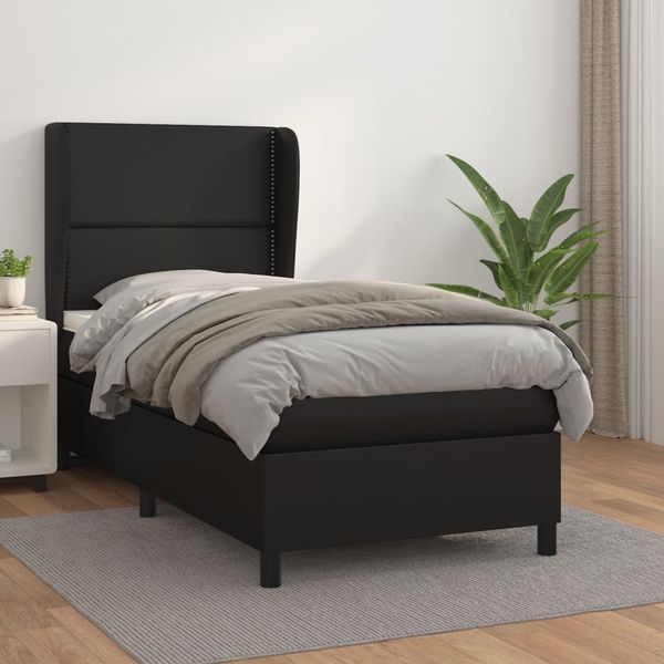 vidaXL Boxspring posteľ s matracom čierny 90x190 cm umelá koža