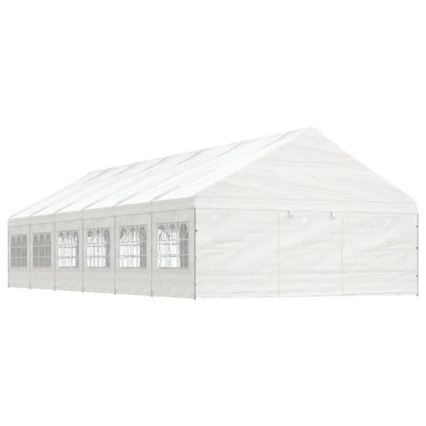 vidaXL Altánok so strechou, biely 13,38x5,88x3,75 m, polyetylén