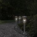 vidaXL Vonkajšie stojace lampy 3 ks strieborné 60cm nehrdzavejúca oceľ