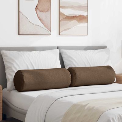 vidaXL Podložkové vankúše 2 pcs Hnedá Ø 25 x 70 cm látka