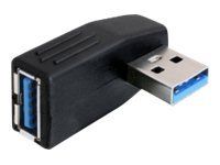 USB adaptér - USB typ A (M) na USB typ A (F) - USB 3.0 - konektor 90° - čierna