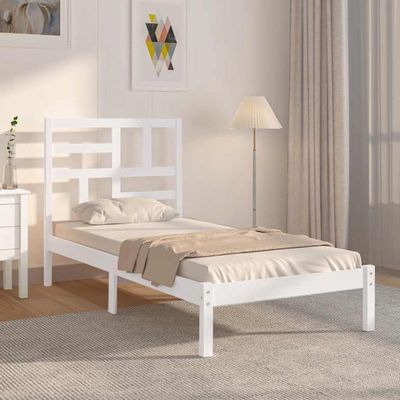 vidaXL Posteľný rám, biely drevený masív 75x190cm malé jednolôžko