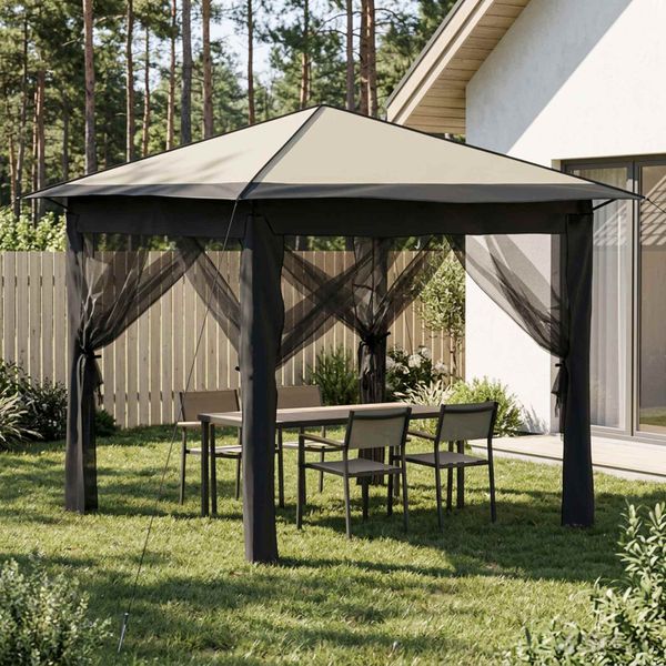 vidaXL Záhradka so 4 bočnými stenami 2,6 x 2,6 m Krémová a antracitová