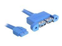 Interný USB kábel na externý - 19-pin USB 3.0 header (samica) na USB typ A (samica) - 45 cm - modrá