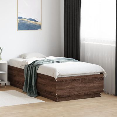 vidaXL Posteľný rám hnedý dub 90x190 cm kompozitné drevo