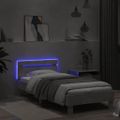 vidaXL Posteľný rám s čelom a LED svetlami betónovo sivý 75x190 cm