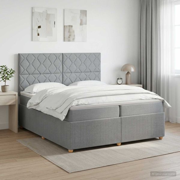 vidaXL Posteľ boxspring s matracom Svetlosivá 200 x 200 cm Látka