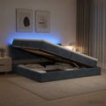vidaXL LED úložná posteľ s matracom Tmavosivá 200 x 200 cm Zamat