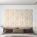 vidaXL Nástenné panely 12 ks krémové 30x30 cm zamatové 0,54 m²