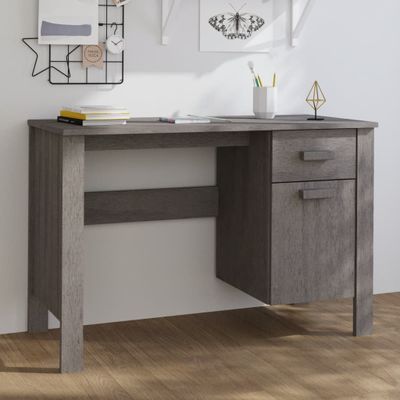 vidaXL Písací stôl HAMAR, svetlosivý 113x50x75 cm, borovicový masív