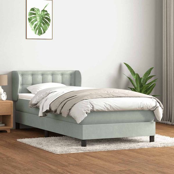vidaXL Box Spring Posteľ s matracom Svetlosivá 100x220 cm Zamat