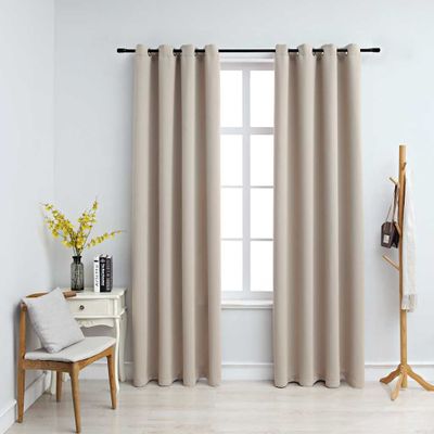 vidaXL Zatemňovacie závesy s kovovými očkami 2 ks, béžové 140x175 cm