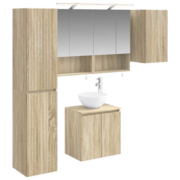 vidaXL Set kabinetov do kúpeľne 5 pcs Dub sonoma 50 x 14,5 x 70 cm