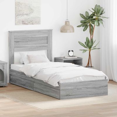 vidaXL Úložná posteľ Sivý Sonoma 75 x 190 cm Kompozitné drevo