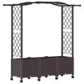 vidaXL Vyvýšený záhon s mriežkou a strechou Hnedá 164 x 40 x 144 cm PP