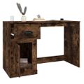 vidaXL Stolík so zásuvkami dymový dub 115x50x75 cm kompozitné drevo